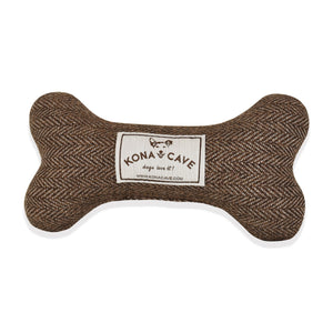 KONA CAVE® Brown Herringbone Plush Bone Dog Toy