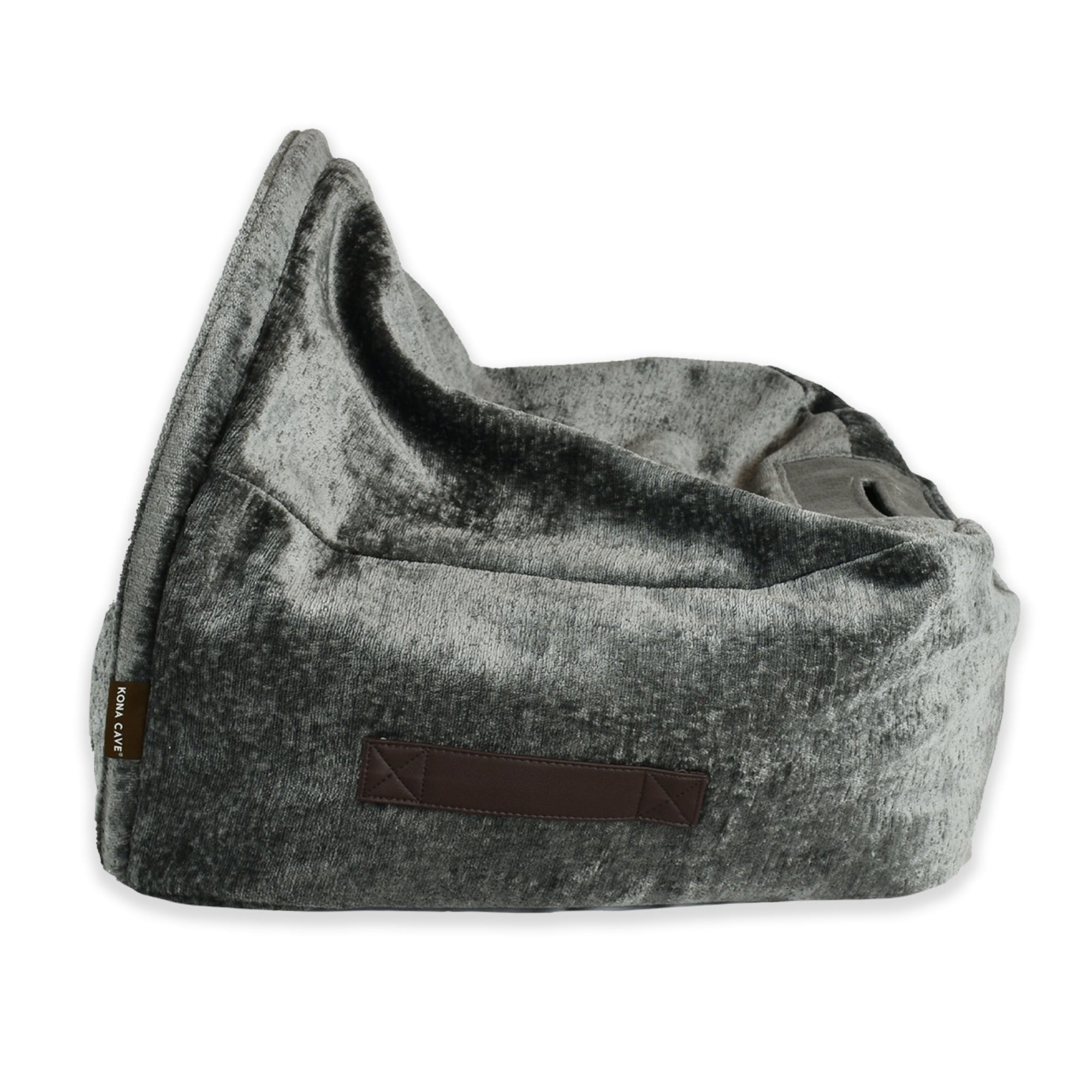 KONA CAVE® Luxus-Kuschelhöhle Kuschelbett. Graues Samt-Kuppelbett für Hunde und Katzen. Abnehmbarer Höhlenbezug. Waschbar. Überlegenes, patentiertes Design. 