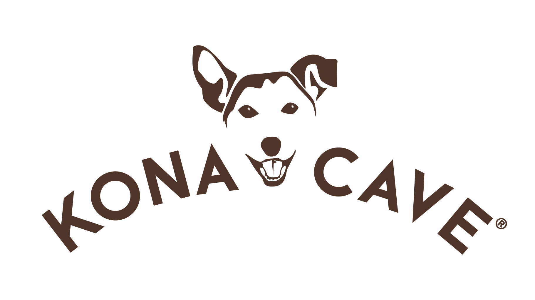 KONA CAVE® luxury dog brand. KONA CAVE® luxury lifestyle pet brand.  Adorable dog logo. Outline of Jack Russell face of Kona the dog 