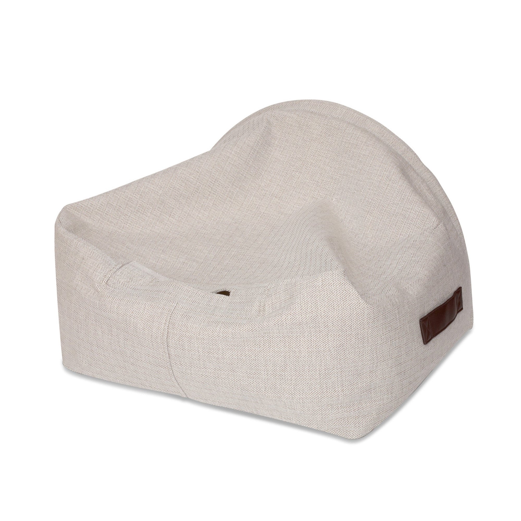 KONA CAVE® designer Snuggle cozy Cave medium dog bed in cream herringbone. washable.  Hund Höhlenbett.