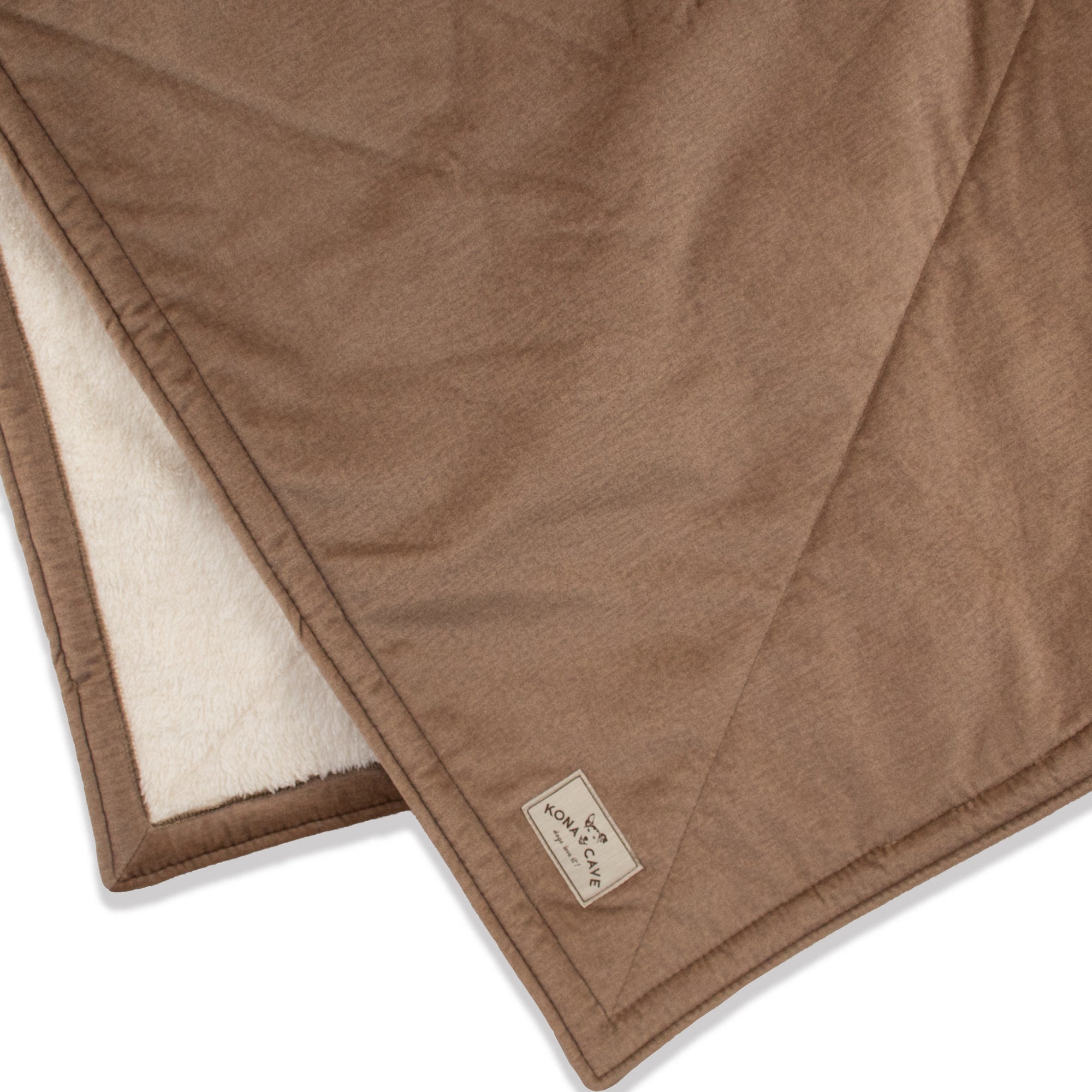 KONA CAVE® Beige Velvet Pet Blanket fully lined with Sherpa Fleece. 3 sizes. Washable. Thick. Weighted. 